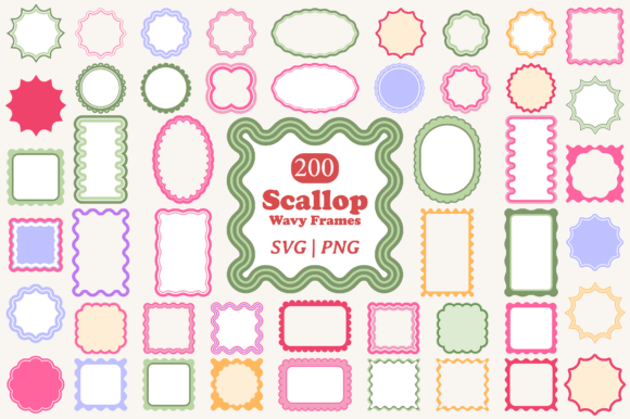 Download Scallop Wavy Frame SVG PNG Bundle - Scallop Collection