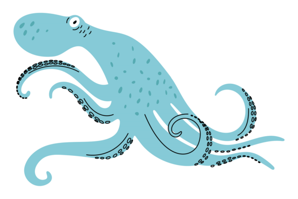 Download Sea Kraken. Cute Mollusk Twisted Long Li - Premium Resources