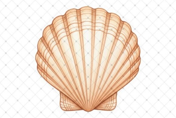 Download Detailed Illustration of a Scallop Shell - Scallop Collection