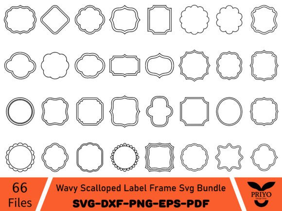 Download Wavy Scalloped Label Frame Svg Bundle - Scallop Collection