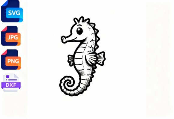 Download Cute Cartoon Seahorse SVG Clipart - Premium Resources